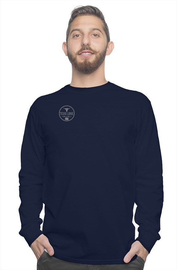 navy long sleeve tee siler logo