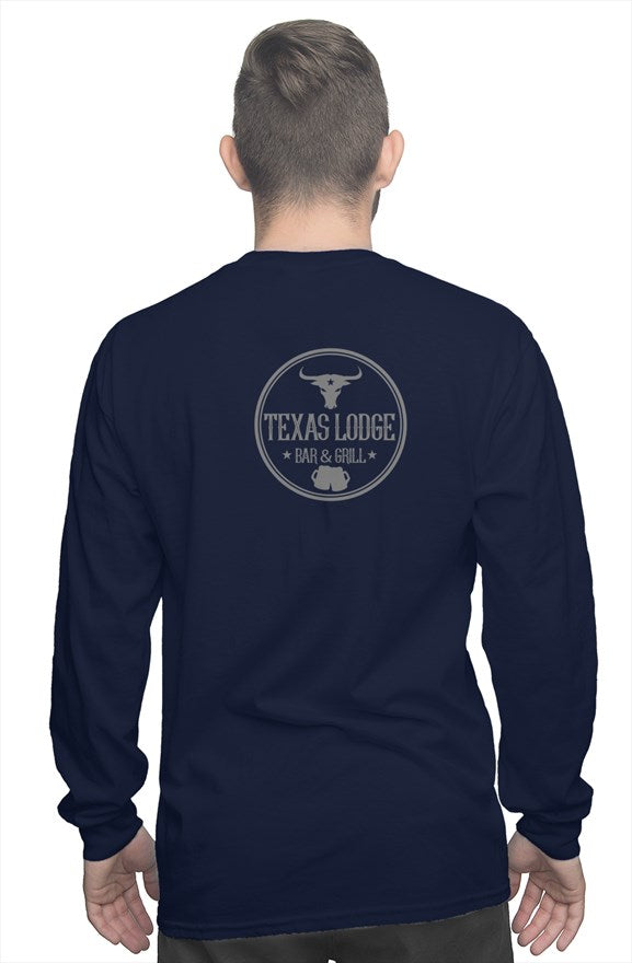 navy long sleeve tee siler logo