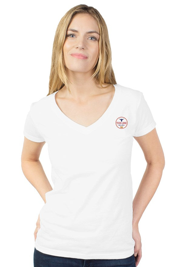 women v neck white Classic logo